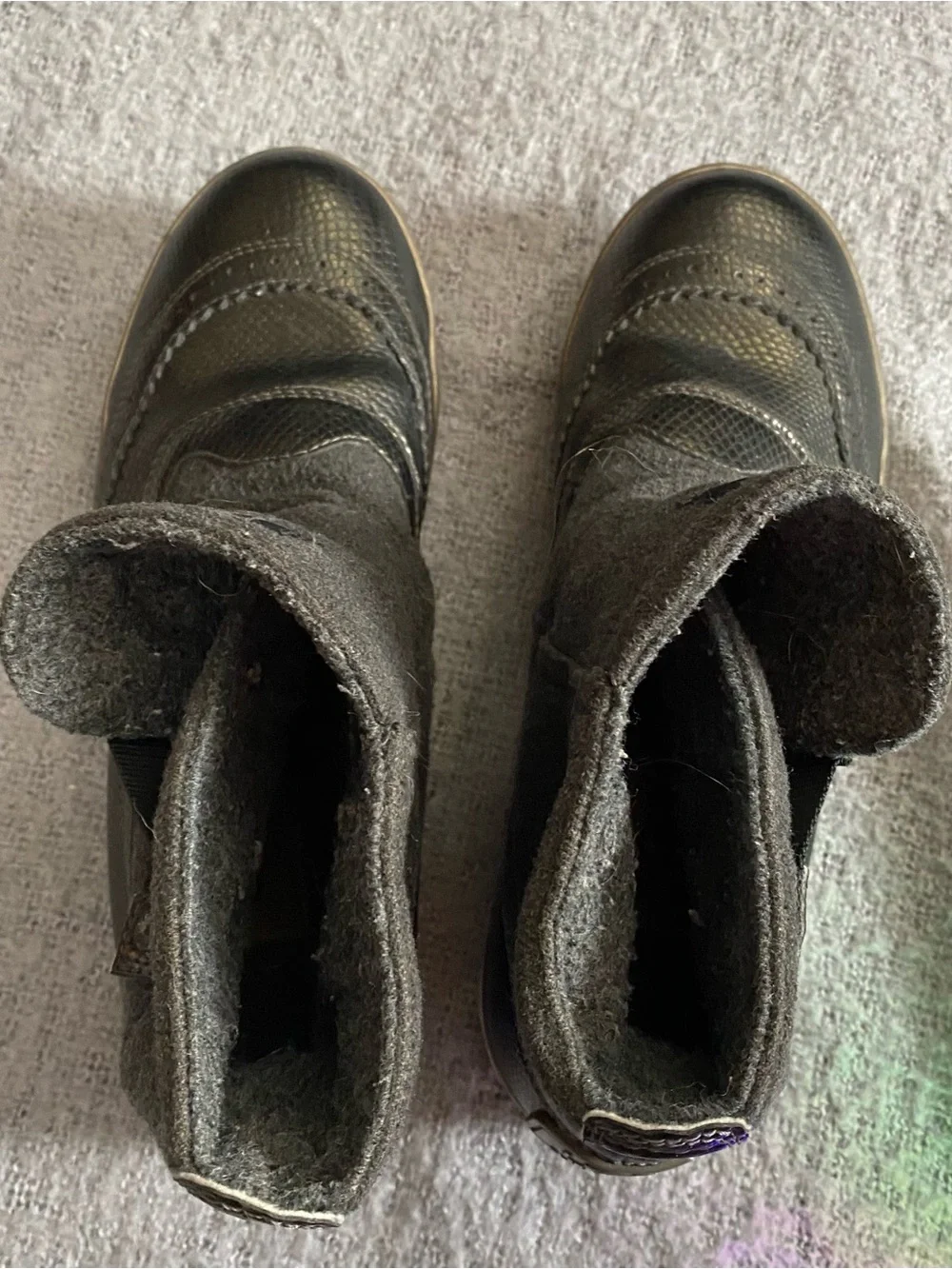 UGG Black Leather & Wool Hybrid Ankle Boots